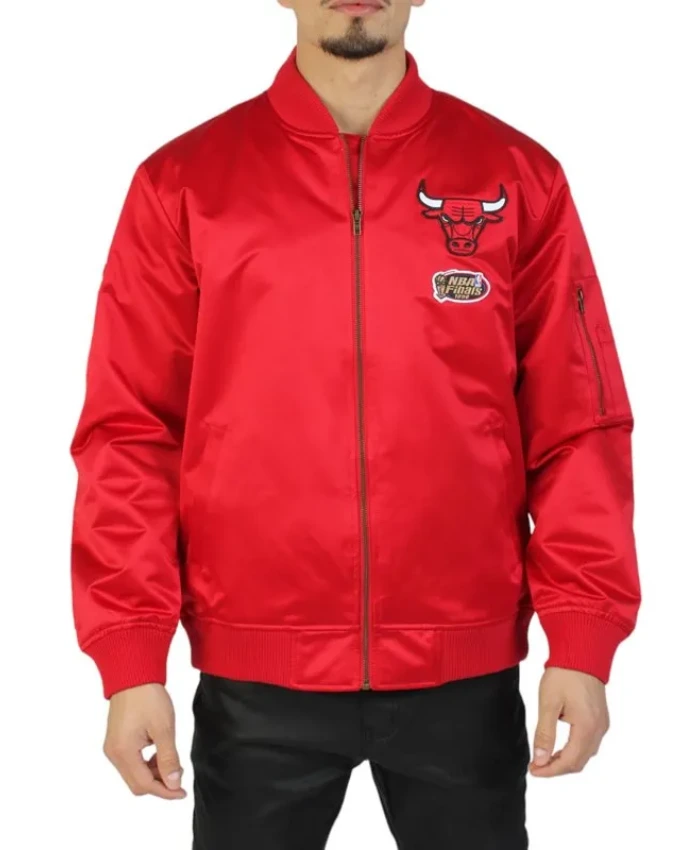 Shop Vintage Logo Chicago Bulls Bomber Full-Zip Satin Red Jacket