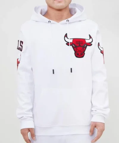 Buy Chicago Bulls White Pullover Fleece Hoodie