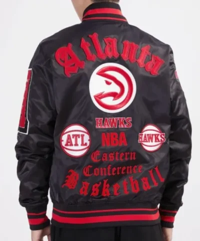 Classic Atlanta Hawks Old English Satin Full-Snap Jacket
