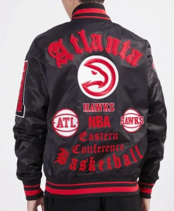 Classic Atlanta Hawks Old English Satin Full-Snap Jacket