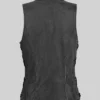 Classic Black Distressed Biker Leather Vest Womens