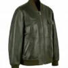 Classic Bomber Leather Jacket For Mens Front View