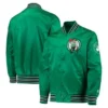 Classic Boston Celtics Bomber Full-Snap Satin Green Jacket