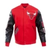 NBA Chicago Bulls Classic Full-Snap WoolLeather Yellow Varsity Jacket
