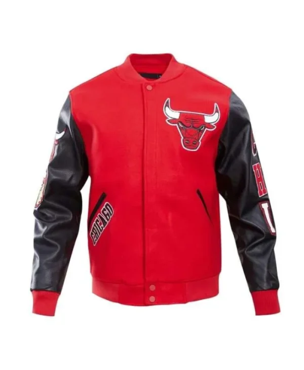 NBA Chicago Bulls Classic Full-Snap WoolLeather Yellow Varsity Jacket