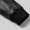 Classic Leather Black Bomber Jacket For Mens Cuffs
