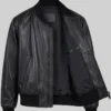 Classic Leather Black Bomber Jacket Mens