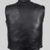 Classic Plain Black Leather Vest For Men