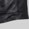 Classic Plain Black Leather Vest Men