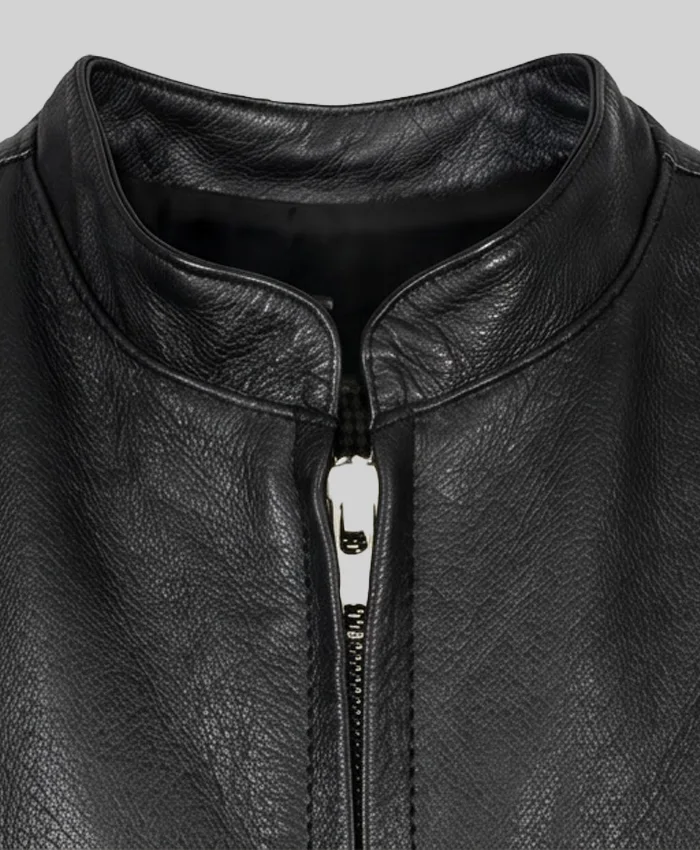 Classic Plain Black Leather Vest Mens