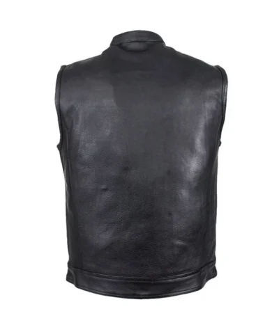 Men’s Plain Classic Black Leather Vest