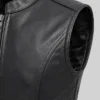 Classic Plain Leather Black Vest Women