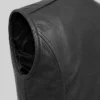 Classic Plain Leather Black Vest Womens