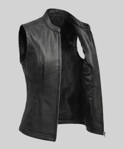 Classic Plain Leather Vest For Women