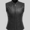 Classic Plain Leather Vest For Womens