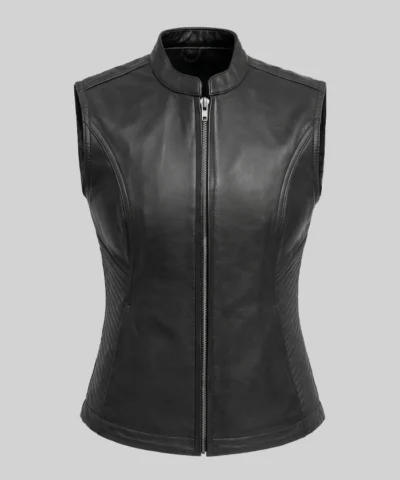 Classic Plain Leather Vest For Womens
