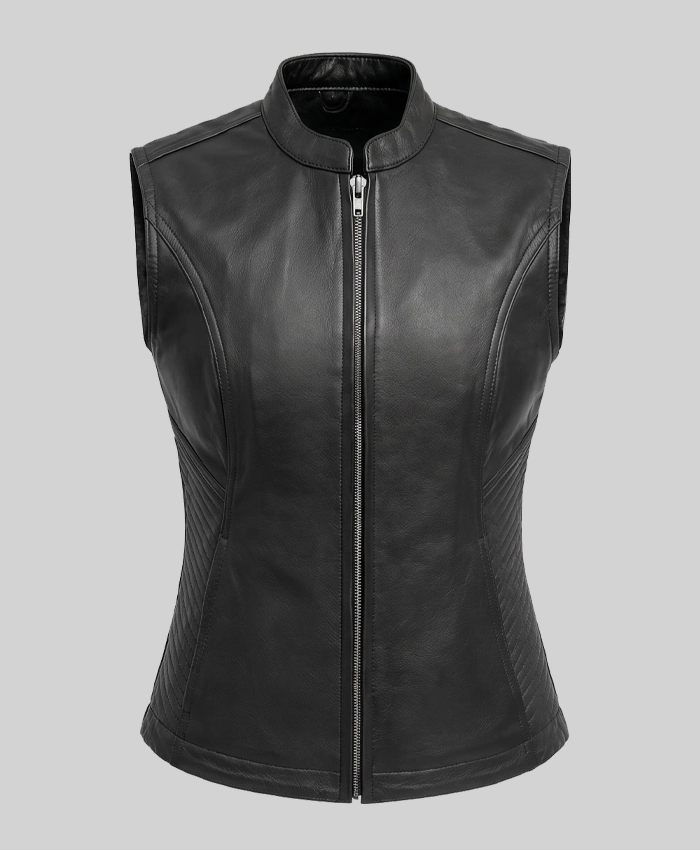 Classic Plain Leather Vest For Womens
