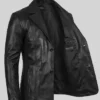 Classic Two Button Black Leather Blazer For Men