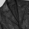 Classic Two Button Black Leather Blazer For Men Close Up Collar
