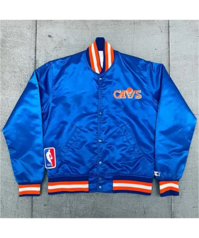Starter 90’s Cleveland Cavaliers Blue Satin Full-Snap Jacket
