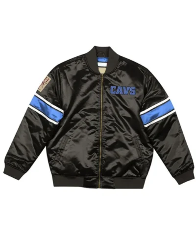Cleveland Cavaliers Black Full-Zip Bomber Satin Jacket