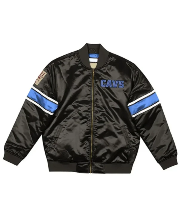 Cleveland Cavaliers Black Full-Zip Bomber Satin Jacket