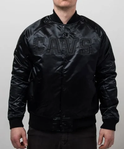 Shop Cleveland Cavaliers Black Tonal Satin Full-Snap Jacket