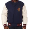 Domestic Cleveland Cavaliers Full-Snap Varsity WoolLeather Navy and White Jacket