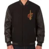 Cleveland Cavaliers Embroidered Varsity WoolLeather Full-Zip Black Jacket