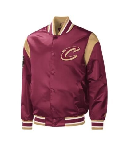 Force Play Cleveland Cavaliers Full-Snap Varsity Satin Wine Jacket