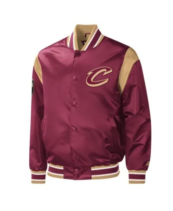Force Play Cleveland Cavaliers Full-Snap Varsity Satin Wine Jacket