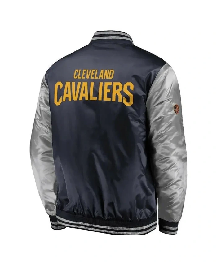 Cleveland Cavaliers Navy and Silver Varsity Satin Jacket
