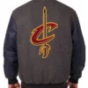Cleveland Cavaliers WoolLeather Full-Zip Varsity Charcoal Jacket
