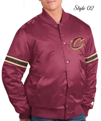 Shop Pick & Roll Cleveland Cavaliers Wine Satin Jacket