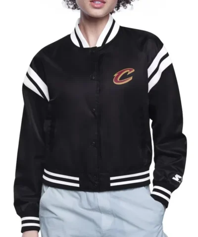Printed Logo Cleveland Cavaliers Full-Snap Satin Jacket