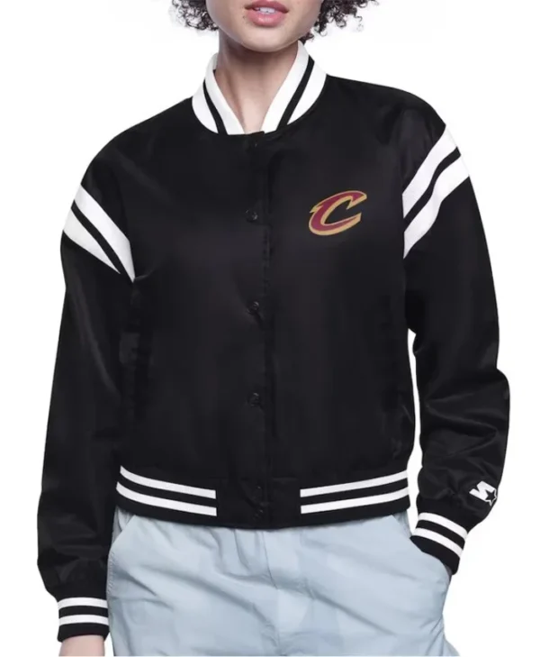 Printed Logo Cleveland Cavaliers Full-Snap Satin Jacket