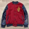 RedNavy Cleveland Cavaliers Full-Snap WoolLeather Varsity Jacket