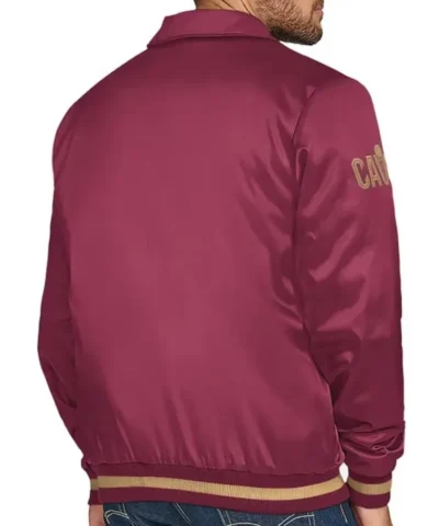 Cleveland Cavaliers Stitch Applique Wine Satin Jacket