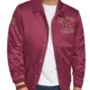Cleveland Cavaliers Stitch Applique Full-Snap Wine Varsity Satin Jacket