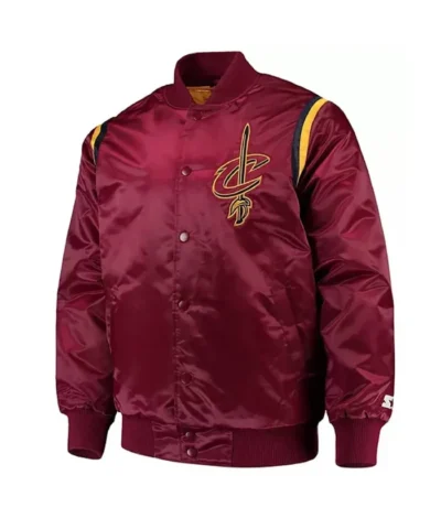 Starter Cleveland Cavaliers Teddy Full Snap Satin Jacket