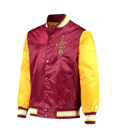 Cleveland Cavaliers Varsity Full-Snap Satin Wine and Gold Jacket
