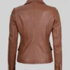 Cognac Double Breasted Leather Blazer Women