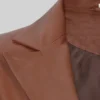 Cognac Double Breasted Leather Blazer Womens