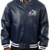 Colorado Avalanche Rib-Knitted Leather Jacket