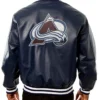 Colorado Avalanche Rib-Knitted Leather Jacket Back