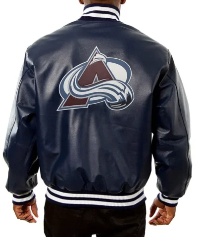 Colorado Avalanche Rib-Knitted Leather Jacket Back