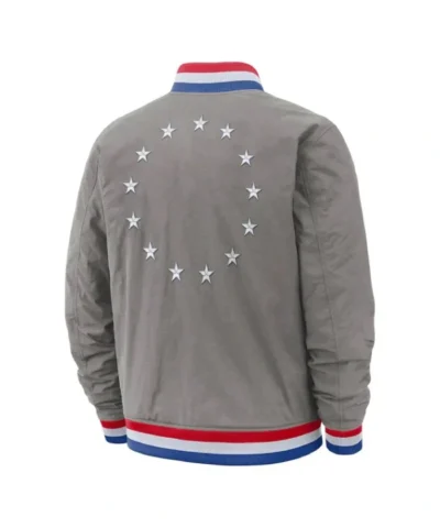 Philadelphia 76ers City Edition Courtside Gray Bomber Jacket