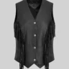 Cowgirl Black Fringe Style Leather Vest For Womens