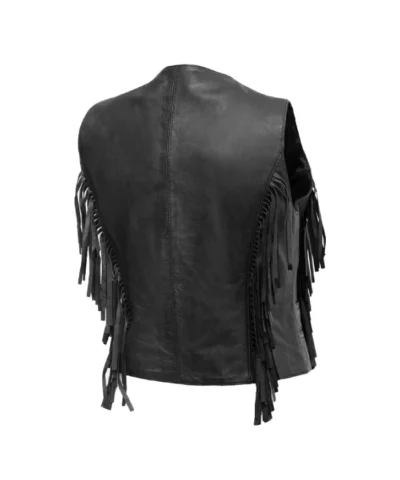 Women’s Cowgirl Black Fringe Style Leather Vest