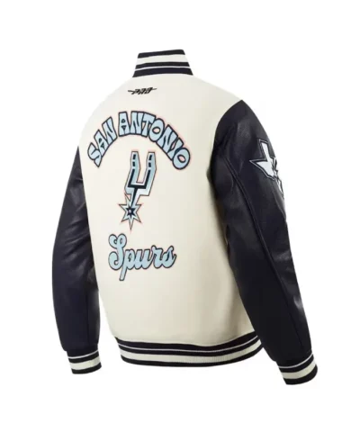 CreamBlack San Antonio Spurs 202425 City Edition Full-Zip WoolLeather Varsity Jacket